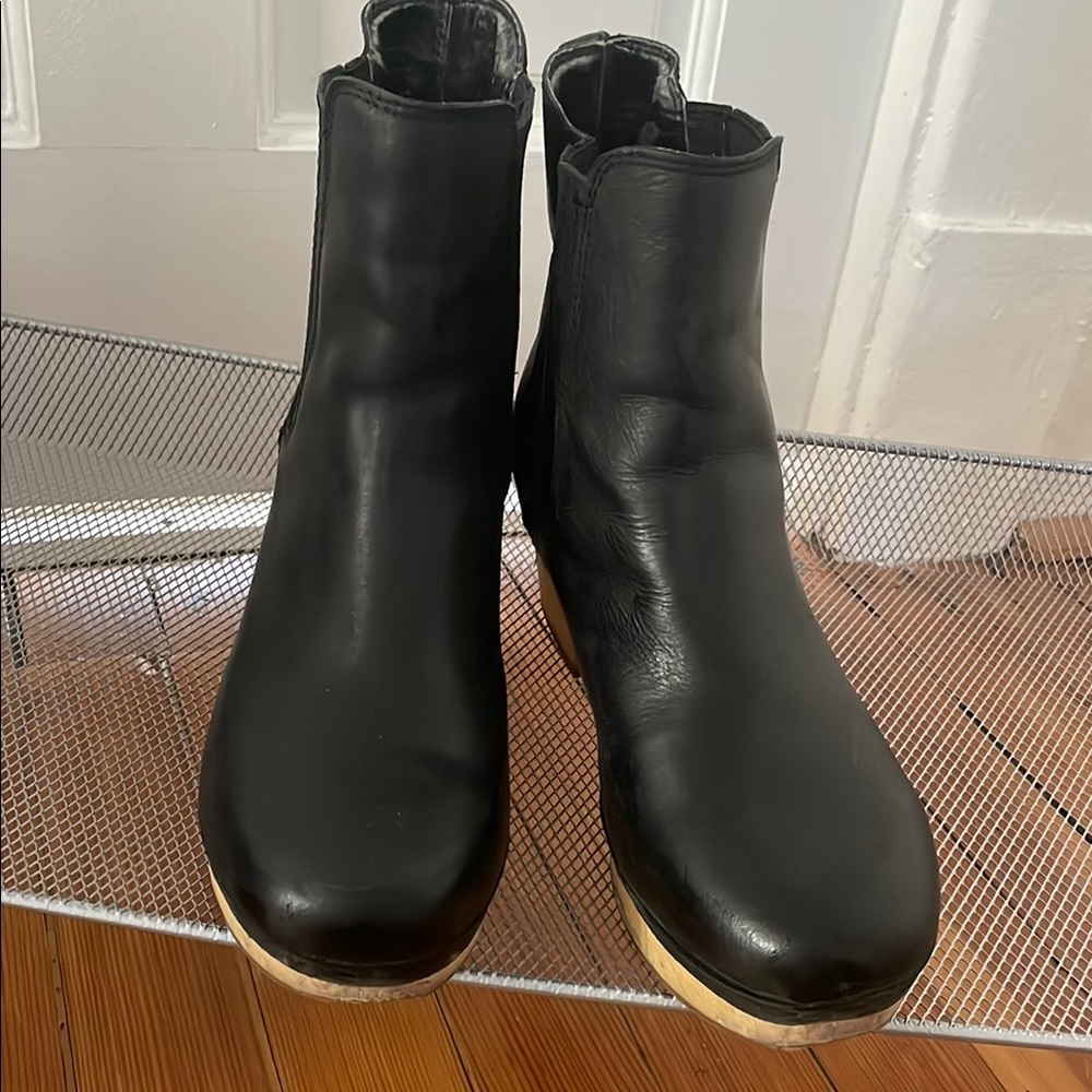 Frye Leather Ankle Boots with Wooden Sole